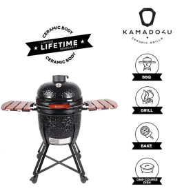   Kamado4u NEO CLASSIC Meater kerámia grill fekete állványos 