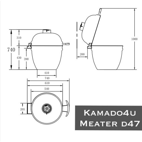 Kamado4u NEO CLASSIC Meater kerámia grill fekete állványos 